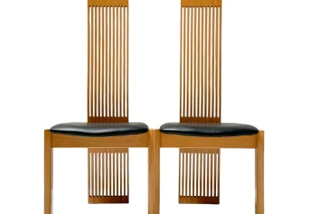 Post-Modern Slatted High Back Dining Room Chairs by Pietro Costantini, 1980s